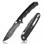 Damascus Steel Folding Pocket Knife, 3.54" VG10 Blade For And Women, Ebon.... Fixed Price $71.51.
