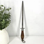 Vintage Butcher Knife Sharpening Honing Steel Rod Wood Handle With Hanging Ring. Fixed Price $34.00.