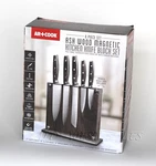 Art And Cook 6-PIECE Ash Wood Magnetic Stainless Steel Kitchen Knife Block Set. Fixed Price $39.84.
