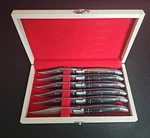 Set Of 6 French Laguiole Handle Steak Knives. Fixed Price $189.00.