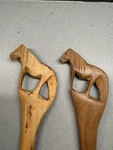 Vintage Horses Teak Wood Salad Fork & Spoon Set Carved Handles 12. Fixed Price $30.00.