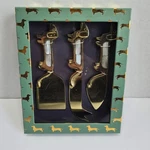 Anthropologie Dachshund Cheese Knife Set 3PC Gold Tone Mother Of Pearl. Fixed Price $71.76.