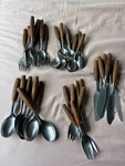 40 Dansk Fjord Teak Handle Stainless Ducks Germany Flatware Mid Century Set. Fixed Price $200.00.