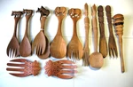 13 Vintage Wooden Serving Set Spoon Fork Whisk Primitive Folk Country Farm Decor. Fixed Price $24.98.