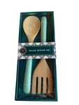 New Modern Expressions Salad Server Set Bamboo Lightteal Ceramic Handles 11". Fixed Price $27.00.