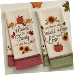 Thankful Harvest Kitchen Towels *set Of 2* Printed-cotton By Dii **new!!. Fixed Price $16.95.