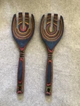 Island Rainbow Bamboo Pakka Wood 2 Piece Salad & Pasta Servers Set. Fixed Price $15.99.