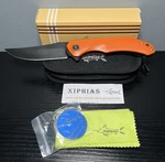 Xiphias Folding Pocket Knife Orange G10 Handle Black Finish D2 Steel Blade. Fixed Price $22.49.