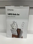 D.perlla 14-PIECE Kitchen Knife Set With White Handle Design.. Fixed Price $39.99.