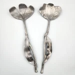 Michael Aram Tulip Salad Servers Spoon Fork Set Large 13 Signed Easter Silver. Fixed Price $49.99.