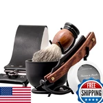 Grandslam Shaving Straight Razor Kit, Steel Cutthroat With Leathe. Fixed Price $60.77.