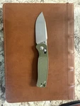 Cjrb Shale AR-RPM9 Pocket Folding Knife With Green G10 Handle Crossbar Lock. Fixed Price $40.00.
