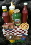 Boston Warehouse Picnic Table Set 4 Condiment Bbq Ketchup.... Fixed Price $22.69.