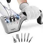 Longzon 4-IN-1 Knife Sharpener Stage With Pair Of Cut-resistant Glove, Ori. Fixed Price $23.67.