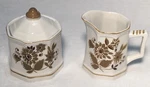 Vintage Mikasa Sugar/creamer Terra Stone Hyannis 3/4" Floral Japan #7128 Euc. Fixed Price $24.00.