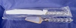 Mikasa Rousseau 2 Pc Cake Knife Cheese Server Austria Clear Handle Silver Plate. Fixed Price $32.60.