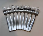 Yamazaki Bolo Stainless Salad Forks Satin 18/8 Indonesia 7 1/4" - Set Of 9. Fixed Price $79.99.
