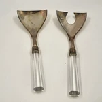 Lenox Ovations Salad Fork & Spoon Utensils Minimalist Stainless Crystal Handles. Fixed Price $29.99.