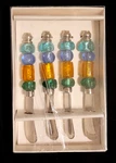Set Of 4 Stainless Steel Cheese Knives With Colorful Glass Handles, India. Fixed Price $18.00.