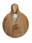Michigan State Msu Com Alumni Gift Bamboo Wood Cheese Cutting Board With Tool. Fixed Price $22.50.