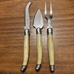 Laguiole Jean Dubost 3-PIECE Cheese Cutlery Set Pearl White Handle Cleaver Fork. Fixed Price $21.00.