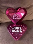 Dunkin Munchkin Valentine Heart Just Bcuz Pink Candy Box. Fixed Price $12.00.