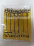 Crate & Barrel Pkg Of 6 Metal Pig Appetizer Picks Charcuterie Cocktail Forks. Fixed Price $11.95.