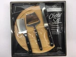 Cheese Serving Set Global Decor Round Wooden Board 3 Cutting Slicing Knives. Fixed Price $24.84.