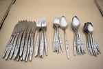 48PC Lyon Cortez Aztec Flatware Set Knives Serving Dinner Forks Tablespoon. Fixed Price $130.00.