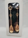Pack Of (2) Stainless Steel Golden Royal Crown Demitasse Spoon. Fixed Price $8.99.