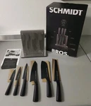 Schmidt Brothers Knife Block, Jet Black Set Of 6 Knives, 7 Total Pieces. Fixed Price $85.00.