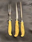 Vintage 3PC Sterling Silver Carved Handle Carving Set Knife Fork Steel. Fixed Price $59.99.