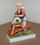 Vintage Mz Meuller Irish Dresden Porcelain Figurine The Knife Sharpener 6.5"TALL. Fixed Price $20.00.