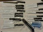Ronco Six Star+ 20-PIECE Cutlery Set Stainless Knives Black Handles Sharpener. Fixed Price $49.99.