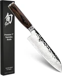 Shun Premier 7" Santoku Knife - TDM0702 Walnut, Contoured Pakkawood Handles. Fixed Price $179.99.