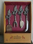 Global Market Set Of 4 Cheese Charcuterie Knives Leaf Bird Handcrafted India New. Fixed Price $10.49.
