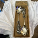 Global Market Fork Spoon Set Seahorse Handle Nautical 12 In New Pack. Fixed Price $21.99.