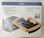 Trudeau Cheese Serving Set - Wood Board W/ 5 Stainless Steel Knife New. Fixed Price $20.00.