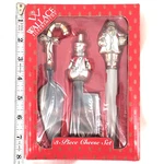 Wallace Silversmiths 3-PIECE Cheese Set Gold Tone Silverplated Christmas Handles. Fixed Price $9.00.
