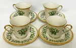 Lenox Porcelain Holiday Gold 4 Footed Demitasse Cups & Saucer Sets Christmas. Fixed Price $199.99.
