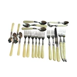 Rare Jean Dubost Laguiole French Flatware 20PC Set Marbled Handles Mixed Designs. Fixed Price $124.99.