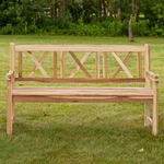2-PERSON Wooden Teak Patio Garden Bench With Backrest By Sunnydaze. Fixed Price $429.00.