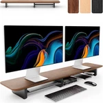 Kivy Dual Monitor Riser With Integrated Metal Shelf - Wooden Desk For T.... Fixed Price $142.51.
