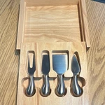 Classic Cuisine 4-PIECE Stainless Steel Cheese Knife Set With Wooden Box. Fixed Price $16.99.
