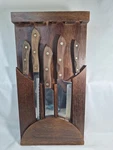 Vtg Marblehead Amway Stainless Steel Knives Usa Set Of 5 Wooden Case 18" 9". Fixed Price $26.77.