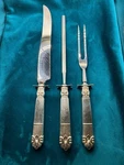 Vtg Carving Set Meat Knife Fork Sharpening Steel Nat'l Astrid Silverplate. Fixed Price $59.99.