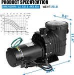 HBP1100 Electric Pool Pump For Hot Tubs 1.5HP Swimming Filter Basket. Fixed Price $144.51.