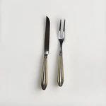 Oneida Stainless Steel Carving Knife & Fork Set Gold Silver Glossy Handles. Fixed Price $24.49.