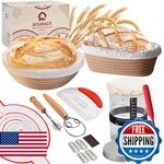 Sourace Sourdough Starter Kit With 10" Round & 9" Oval Banneton Proofing Basket. Fixed Price $62.16.