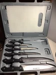 Schmidt Bros Stainless Steel Cutlery Set 5 Knives W/ Sharpener &cutboard Case. Fixed Price $70.00.